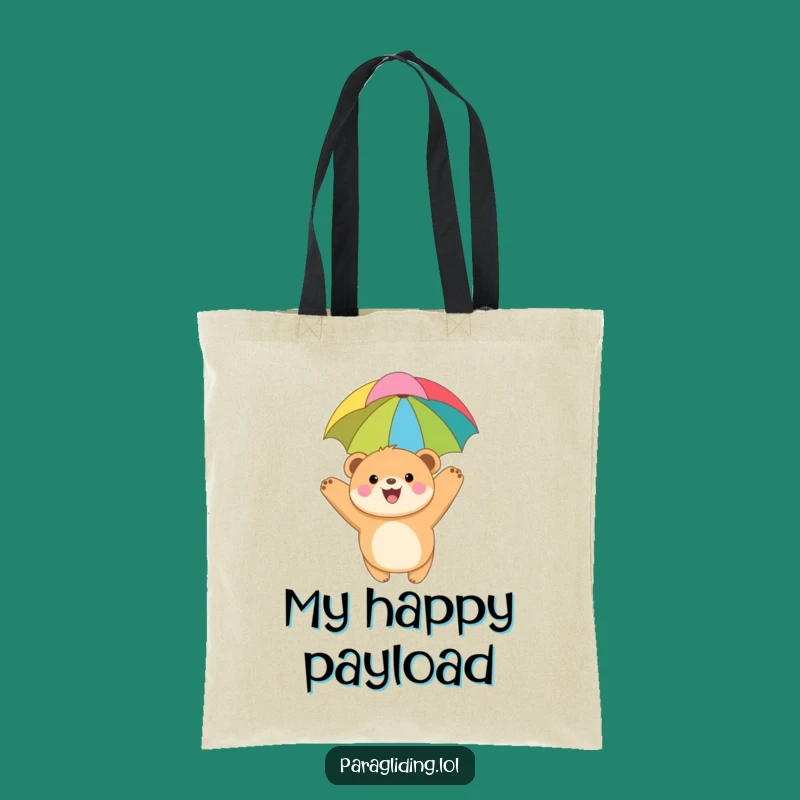 Funny Bear Cub Paragliding Tote Bag: Stylish Carry-All for Explorers & Funny Gift.