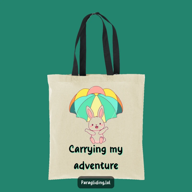Funny Bunny Tote Bag: Happy Bunny Parachuting, Stylish & Humorous Carry-all