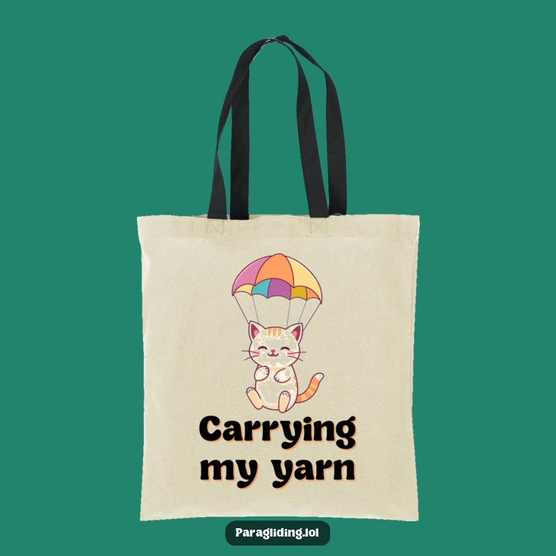 Funny Cat Paragliding Tote Bag: Carry Your Serene Style