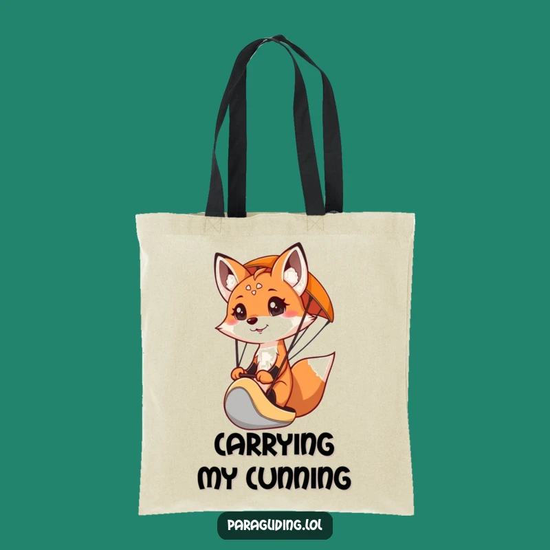 Funny Fox Paraglider Tote Bag - Carry Your Adventures with Determination