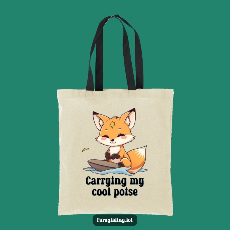 Funny Fox Paraglider Tote Bag: Carry Your Essentials with Feline Grace