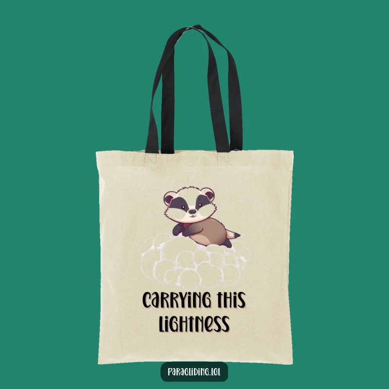 Funny Graceful Badger Tote Bag: Gentle Cloud Gliding Carry-All