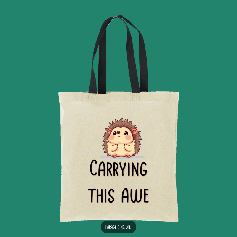 Funny Hedgehog Awestruck Tote Bag: Carry Your Essentials with This Hilarious Nature Bag