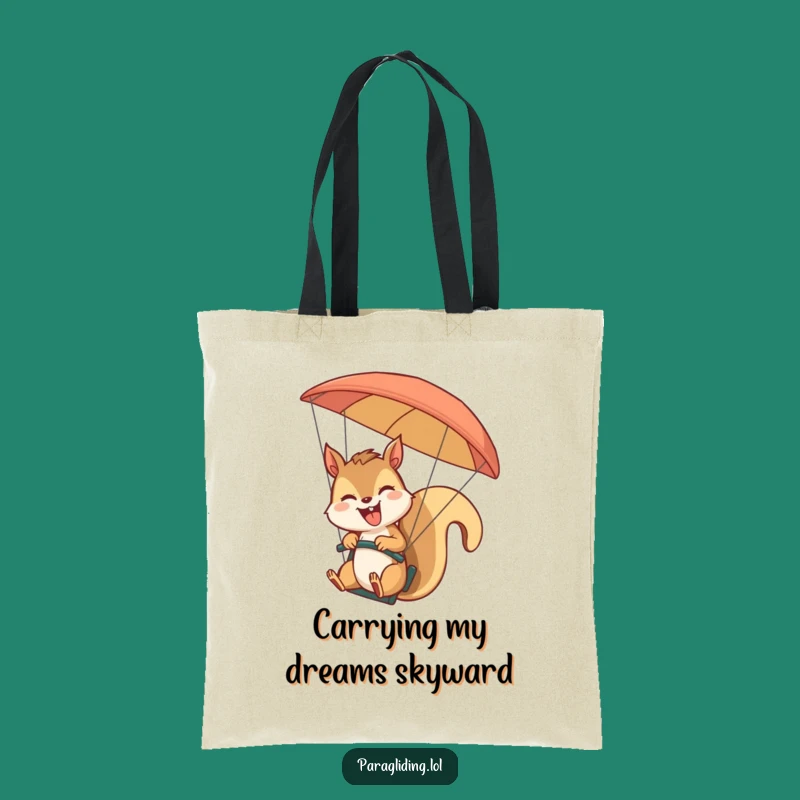 Funny Squirrel Paraglider Tote Bag: Giggling Pilot's Carry-All, Stylish Funny Gift