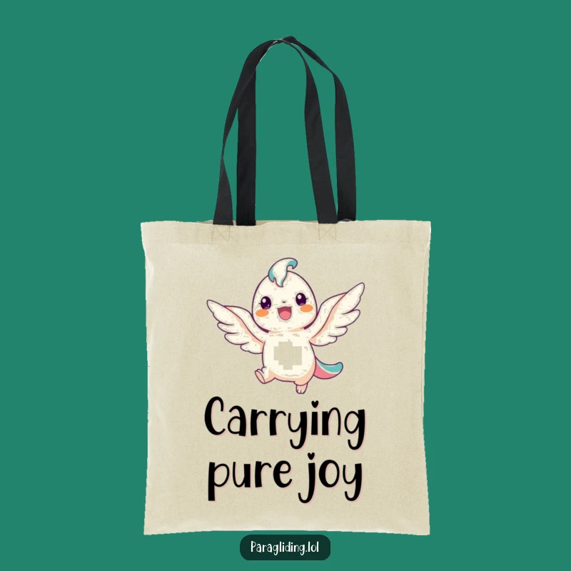 Funny Winged Angel Tote Bag: Cheerful Creature Smiling, Practical Gift