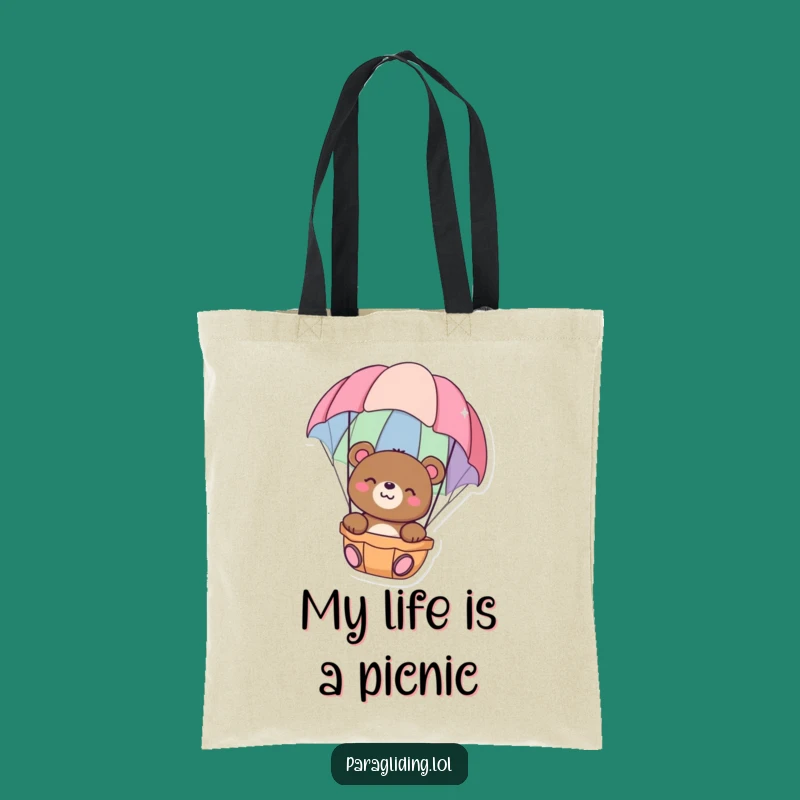 Funny Happy Bear Tote Bag: Peaceful Parachute Float for Everyday Carry