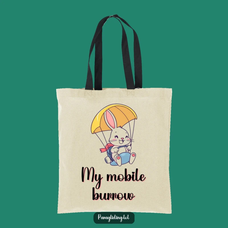 Funny Bunny Paragliding Tote Bag: Stylish Carry-All for Explorers & Funny Gift.